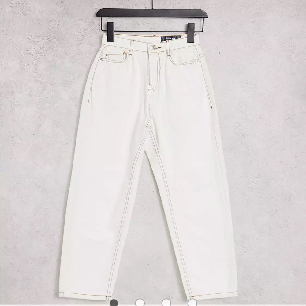 Noisy May Petite dad jeans in white